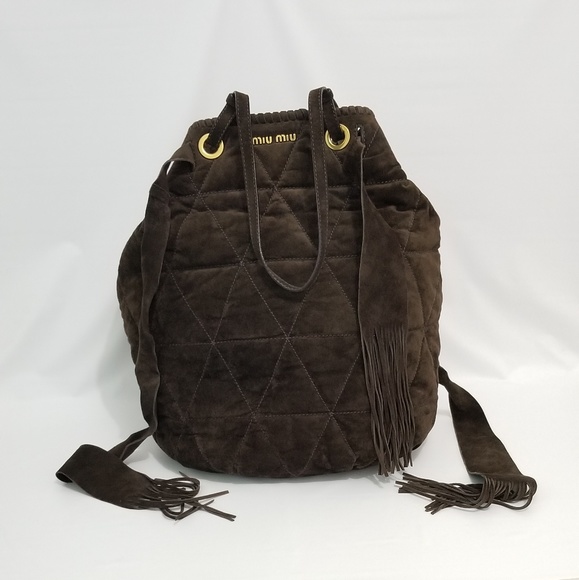 Miu Miu Handbags - Miu Miu Soft Light Chocolate Bucket Quilted Tote